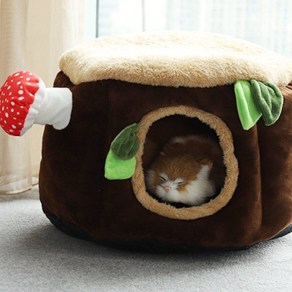 Stump and Red Mushroom Cat Bed Online Sale