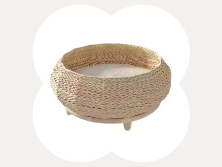 Handwoven Rattan Wood Cat Bed Hot on Sale